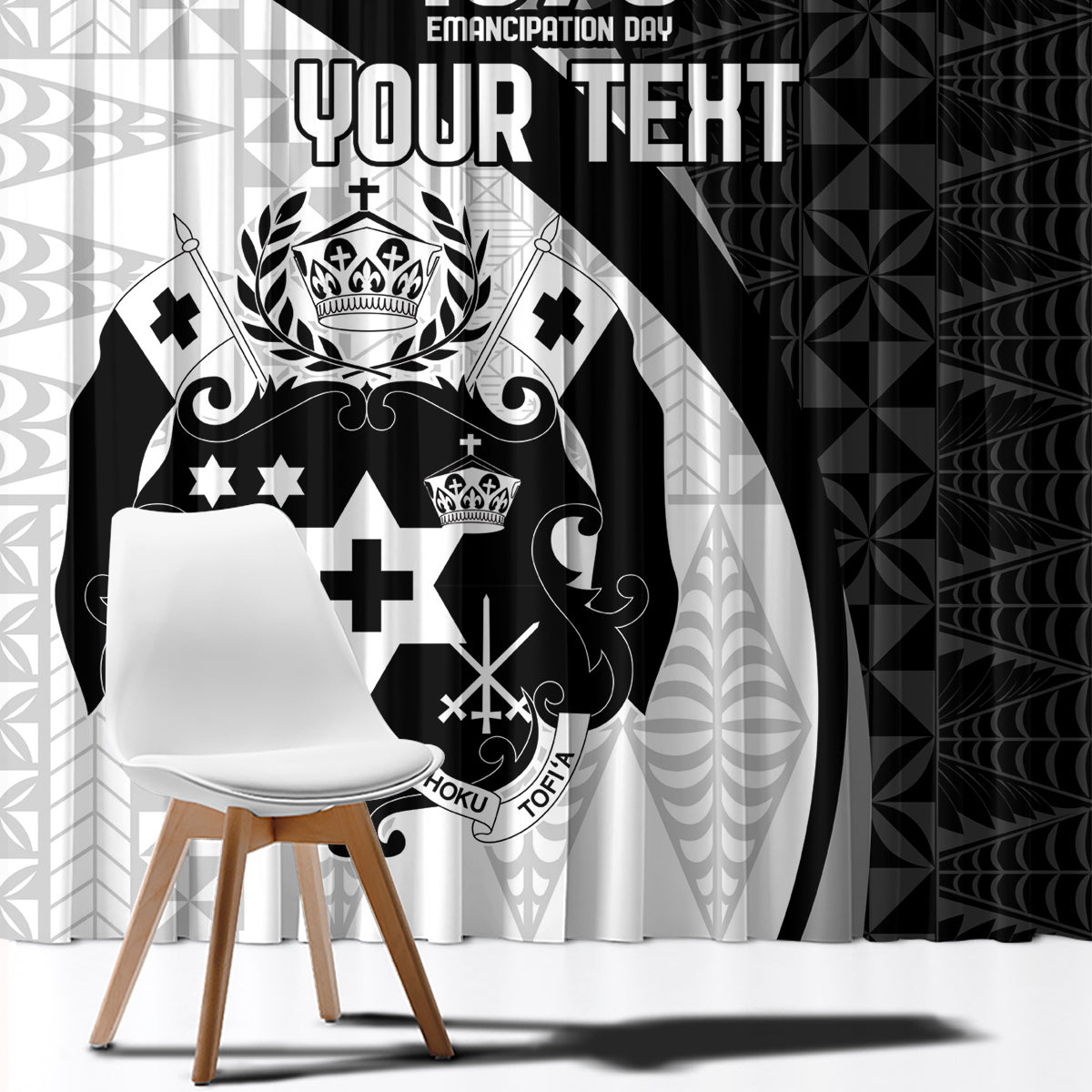 Personalised Tonga Emancipation Day Window Curtain Since 1970 Ngatu Tribal Pattern LT9 - Polynesian Pride
