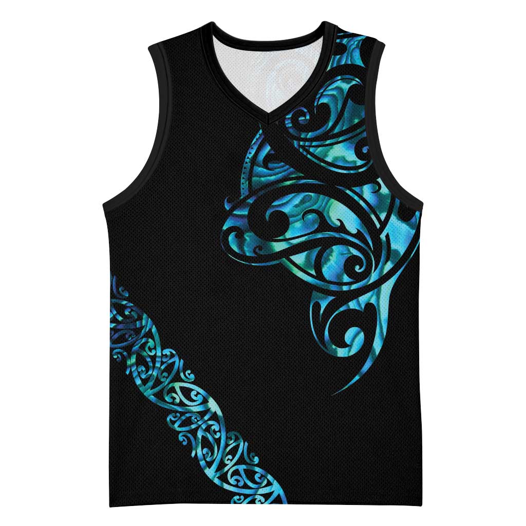 All Black Maori Tribal Tattoo Personalised Basketball Jersey Polynesian Style - Polynesian Pride