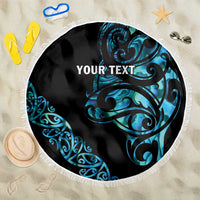All Black Maori Tribal Tattoo Personalised Beach Blanket Polynesian Style