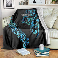 All Black Maori Tribal Tattoo Personalised Blanket Polynesian Style