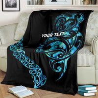 All Black Maori Tribal Tattoo Personalised Blanket Polynesian Style