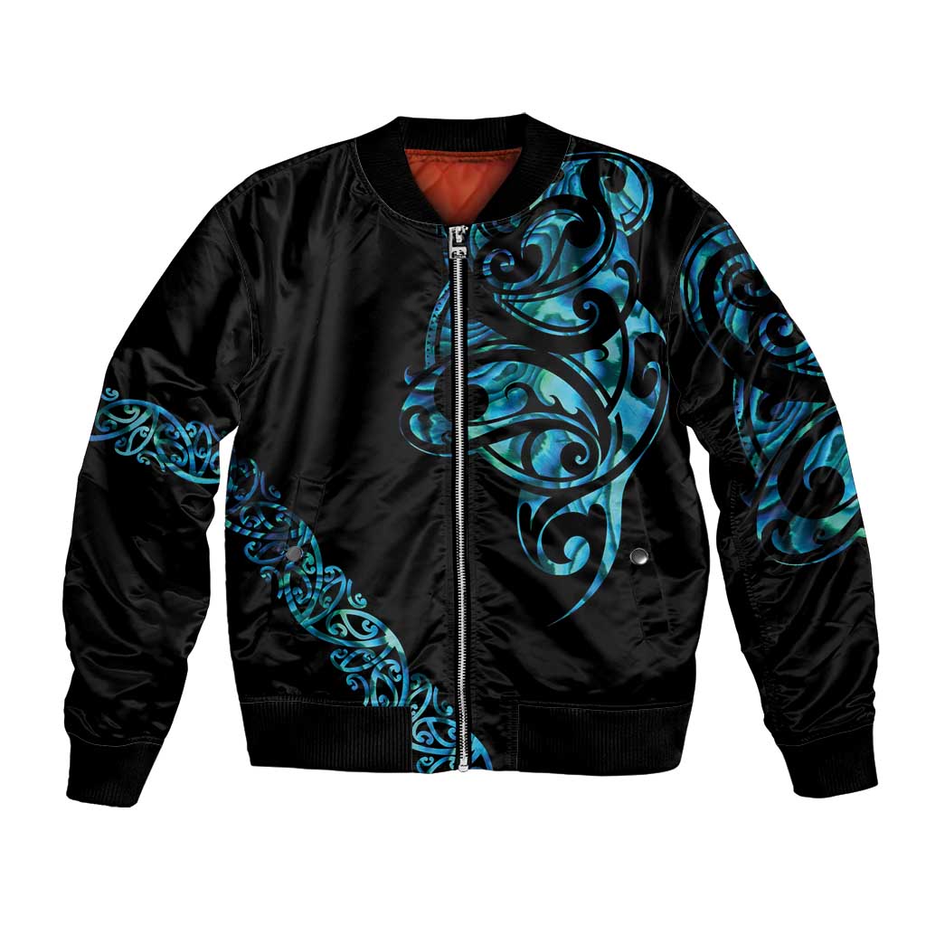 All Black Maori Tribal Tattoo Personalised Bomber Jacket Polynesian Style
