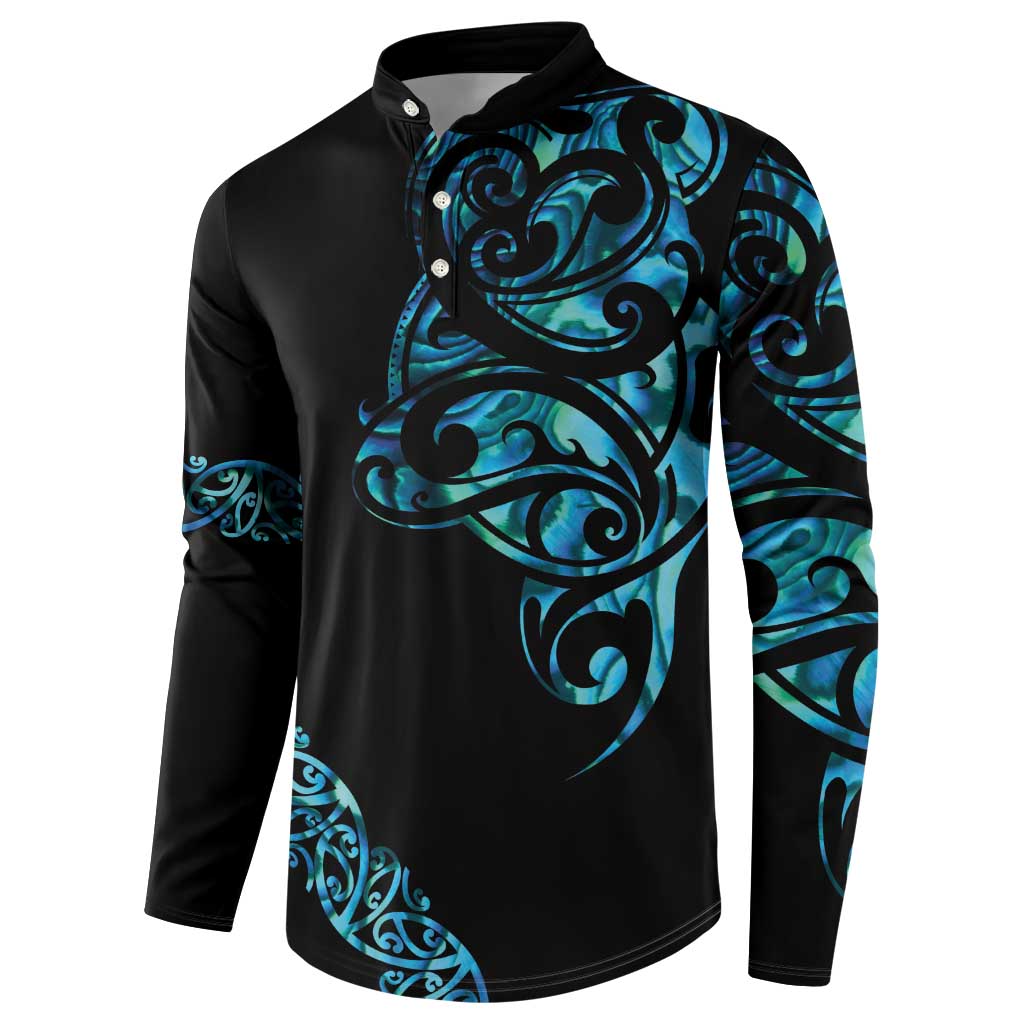 All Black Maori Tribal Tattoo Personalised Button Sweatshirt Polynesian Style