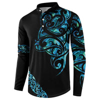 All Black Maori Tribal Tattoo Personalised Button Sweatshirt Polynesian Style