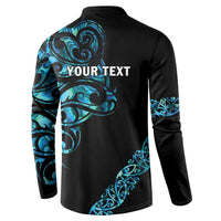 All Black Maori Tribal Tattoo Personalised Button Sweatshirt Polynesian Style