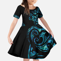 All Black Maori Tribal Tattoo Personalised Family Matching Mermaid Dress and Hawaiian Shirt Polynesian Style