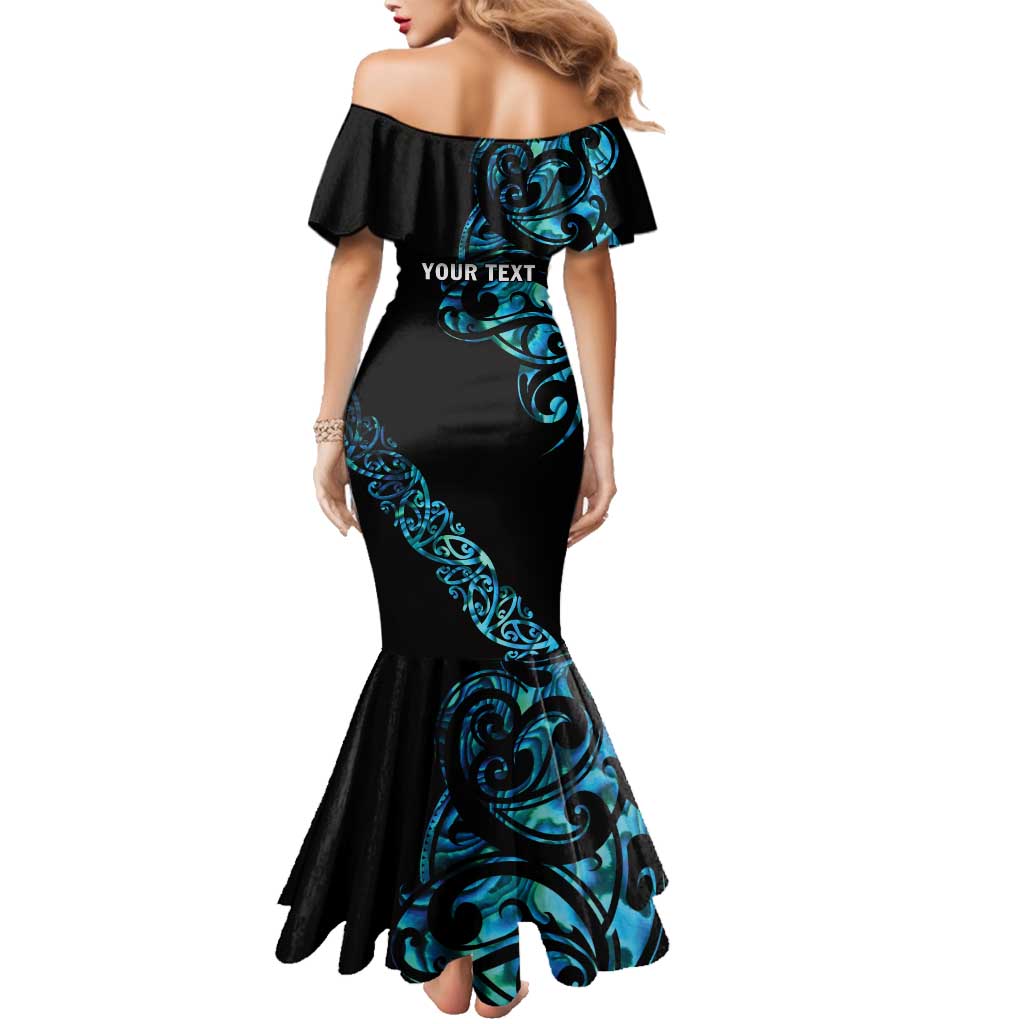 All Black Maori Tribal Tattoo Personalised Family Matching Mermaid Dress and Hawaiian Shirt Polynesian Style