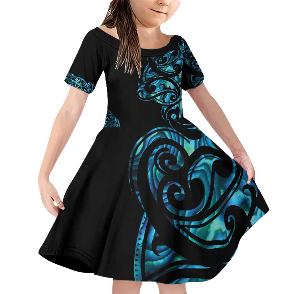 All Black Maori Tribal Tattoo Personalised Family Matching Off Shoulder Short Dress and Hawaiian Shirt Polynesian Style