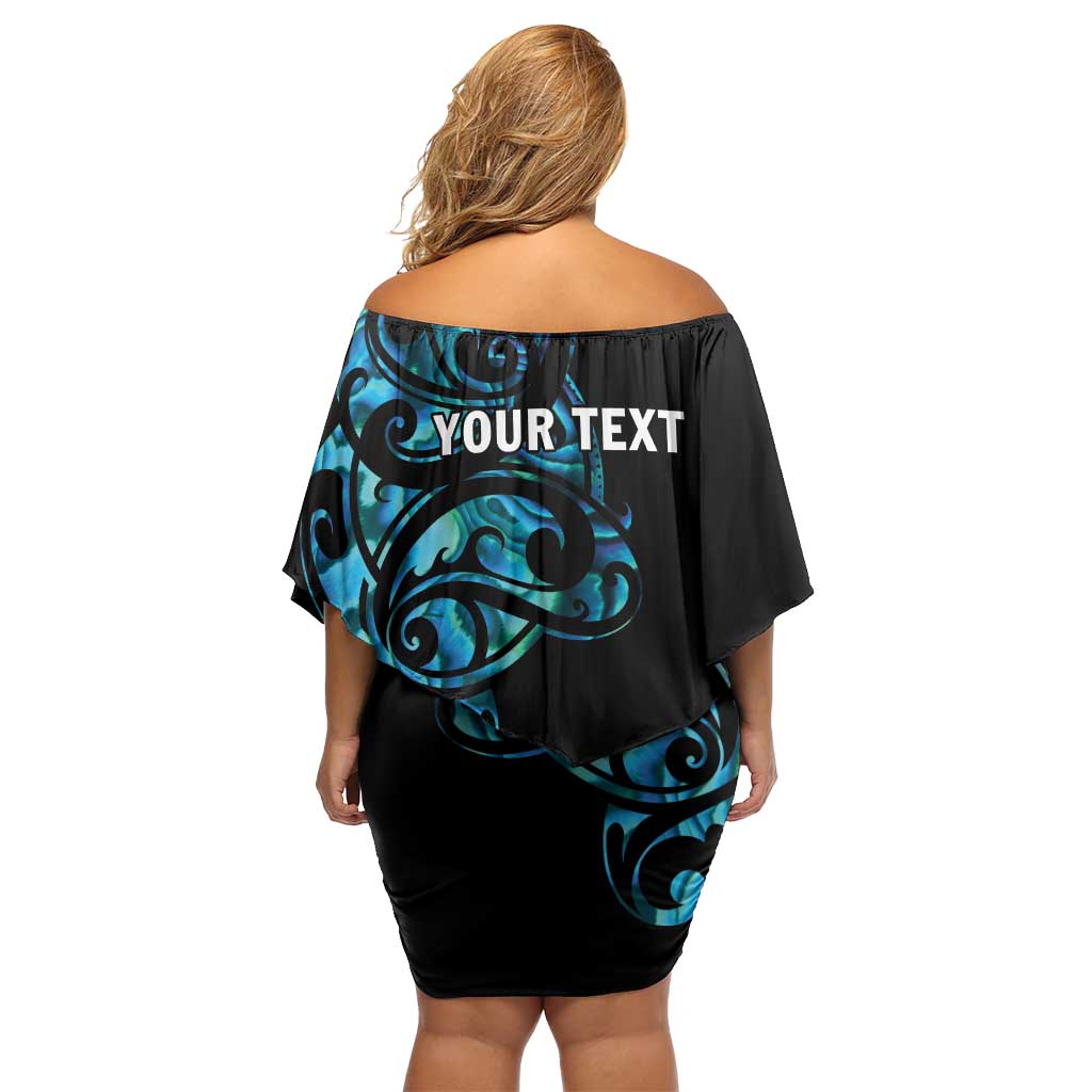 All Black Maori Tribal Tattoo Personalised Family Matching Off Shoulder Short Dress and Hawaiian Shirt Polynesian Style