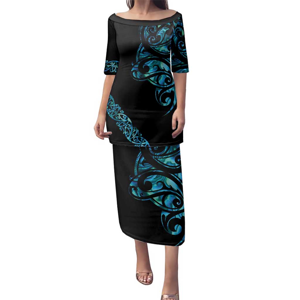 All Black Maori Tribal Tattoo Personalised Family Matching Puletasi and Hawaiian Shirt Polynesian Style