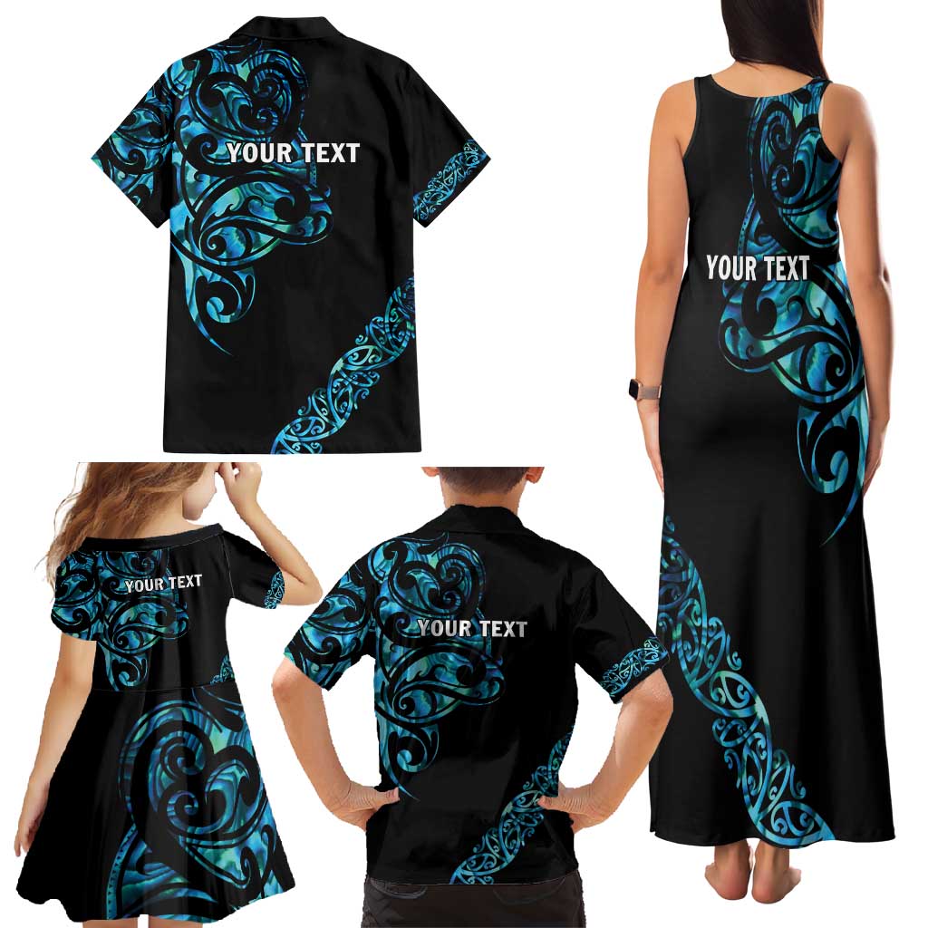 All Black Maori Tribal Tattoo Personalised Family Matching Tank Maxi Dress and Hawaiian Shirt Polynesian Style