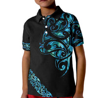 All Black Maori Tribal Tattoo Personalised Kid Polo Shirt Polynesian Style