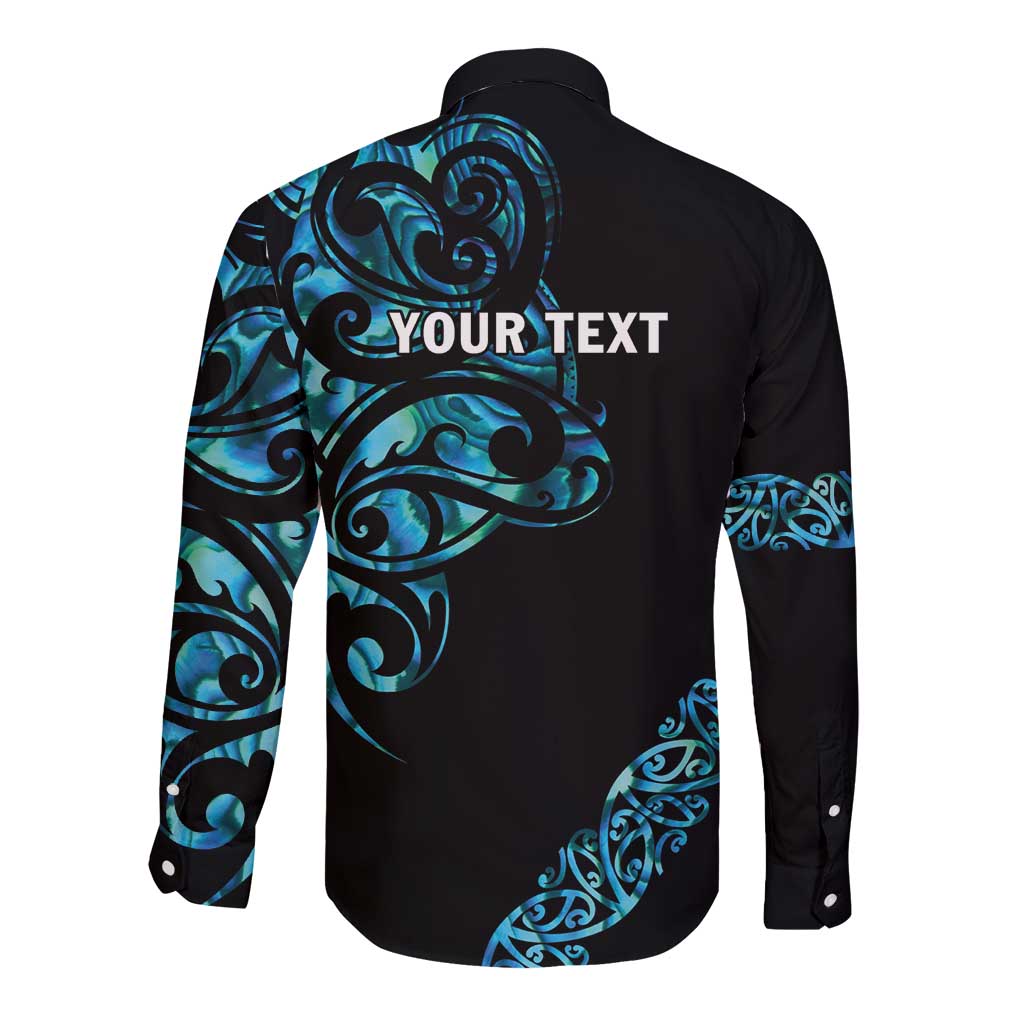 All Black Maori Tribal Tattoo Personalised Long Sleeve Button Shirt Polynesian Style