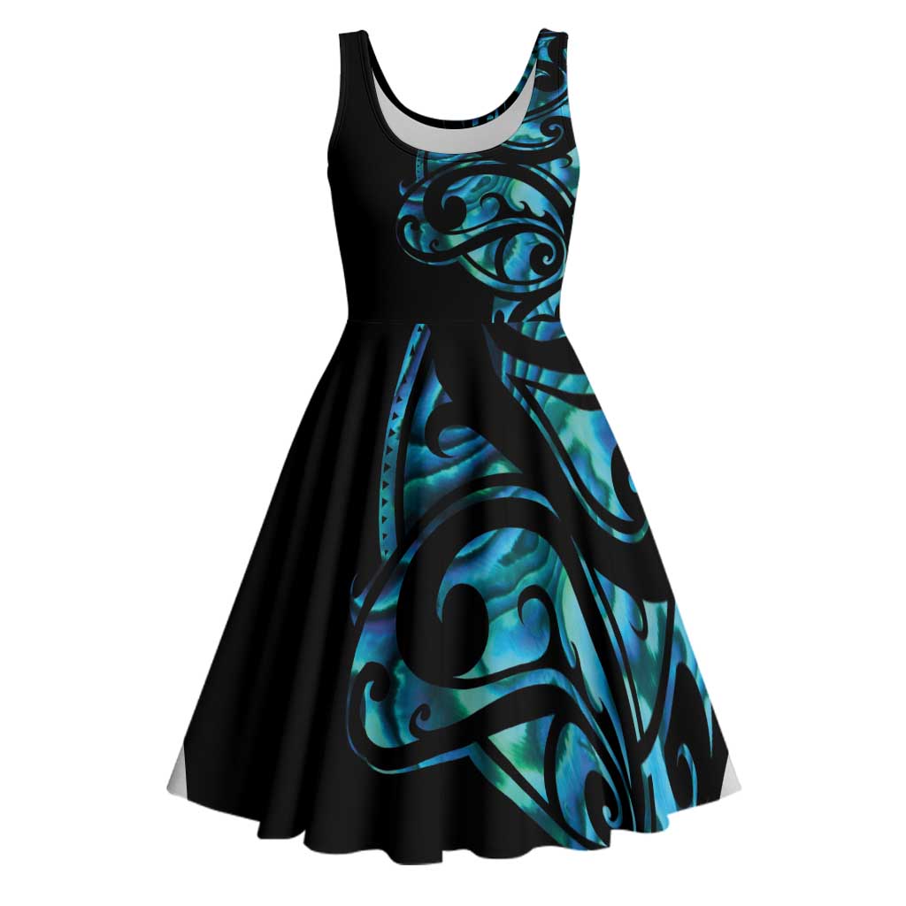 All Black Maori Tribal Tattoo Personalised Midi Dress Polynesian Style - Polynesian Pride