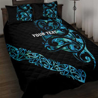 All Black Maori Tribal Tattoo Personalised Quilt Bed Set Polynesian Style