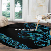 All Black Maori Tribal Tattoo Personalised Round Carpet Polynesian Style