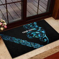 All Black Maori Tribal Tattoo Personalised Rubber Doormat Polynesian Style