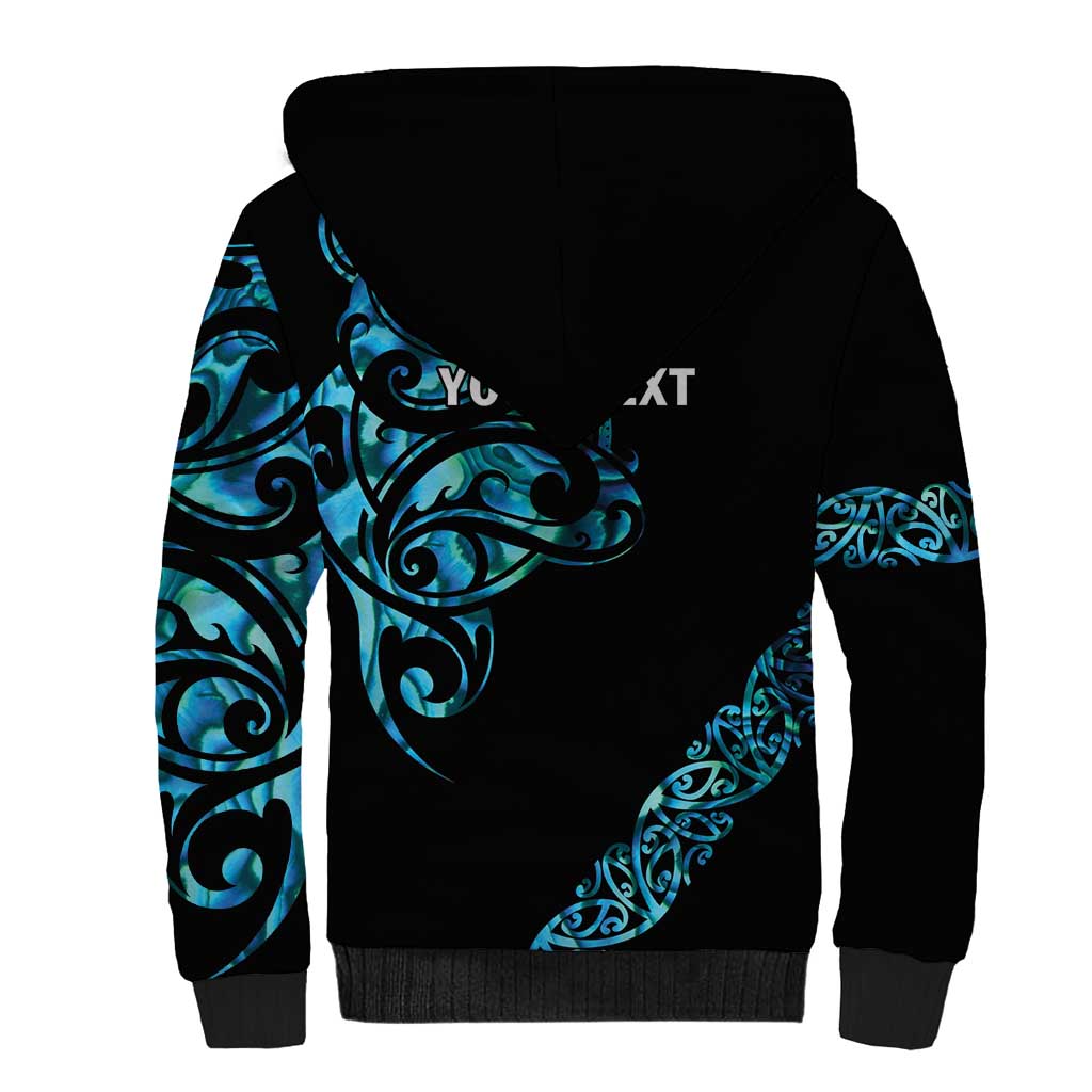 All Black Maori Tribal Tattoo Personalised Sherpa Hoodie Polynesian Style