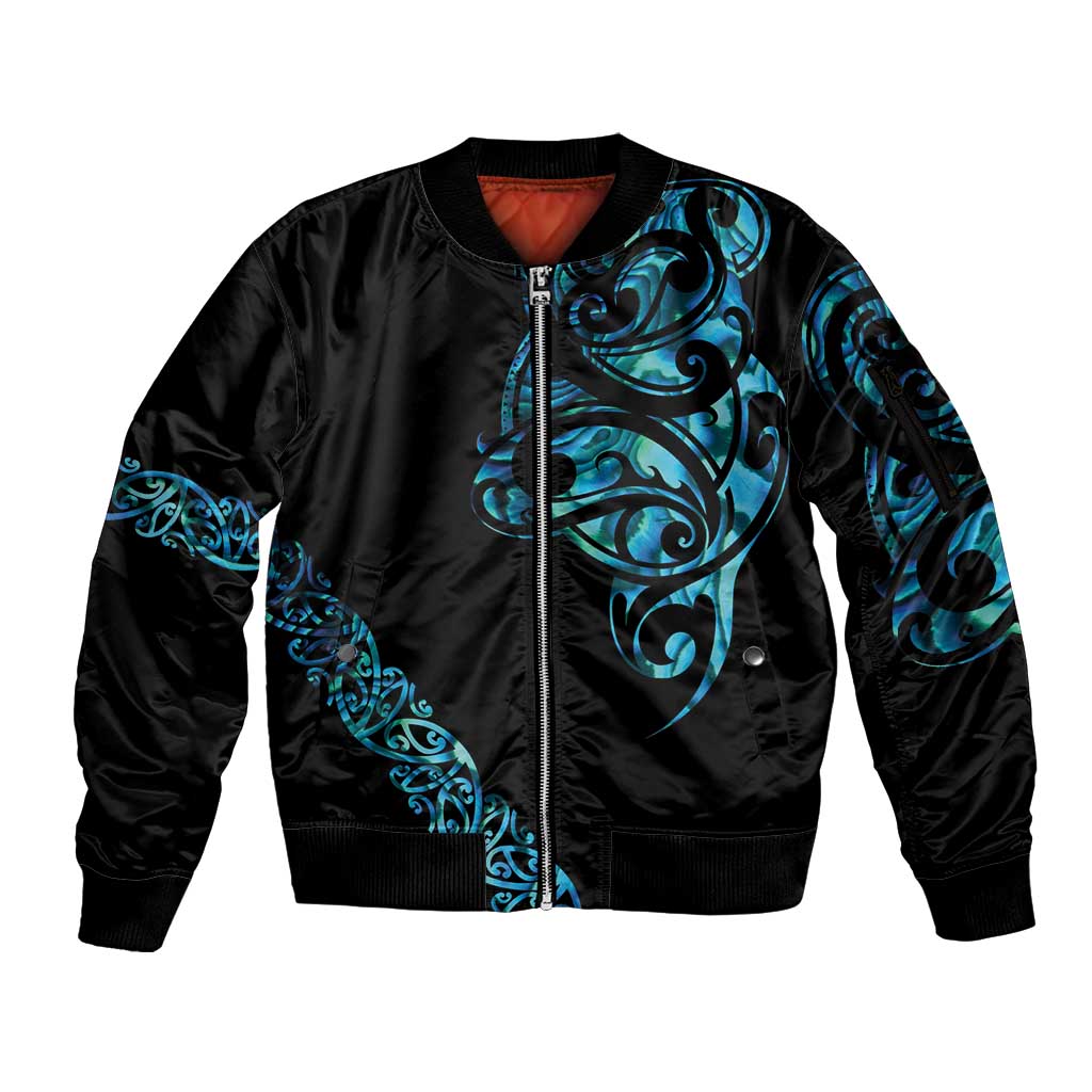 All Black Maori Tribal Tattoo Personalised Sleeve Zip Bomber Jacket Polynesian Style