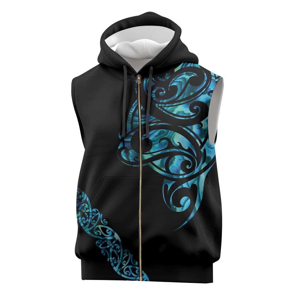 All Black Maori Tribal Tattoo Personalised Sleeveless Zip Hoodie Polynesian Style - Polynesian Pride