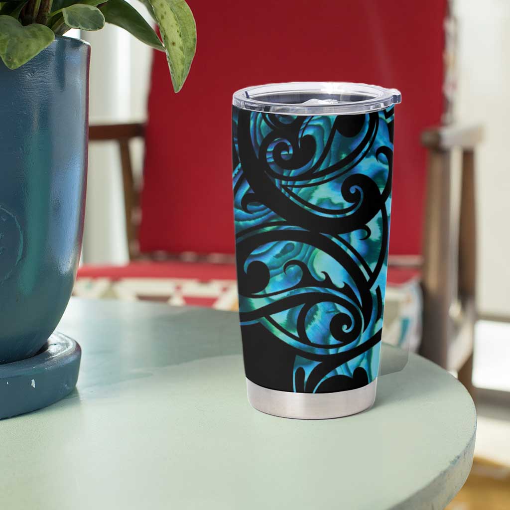All Black Maori Tribal Tattoo Personalised Tumbler Cup Polynesian Style