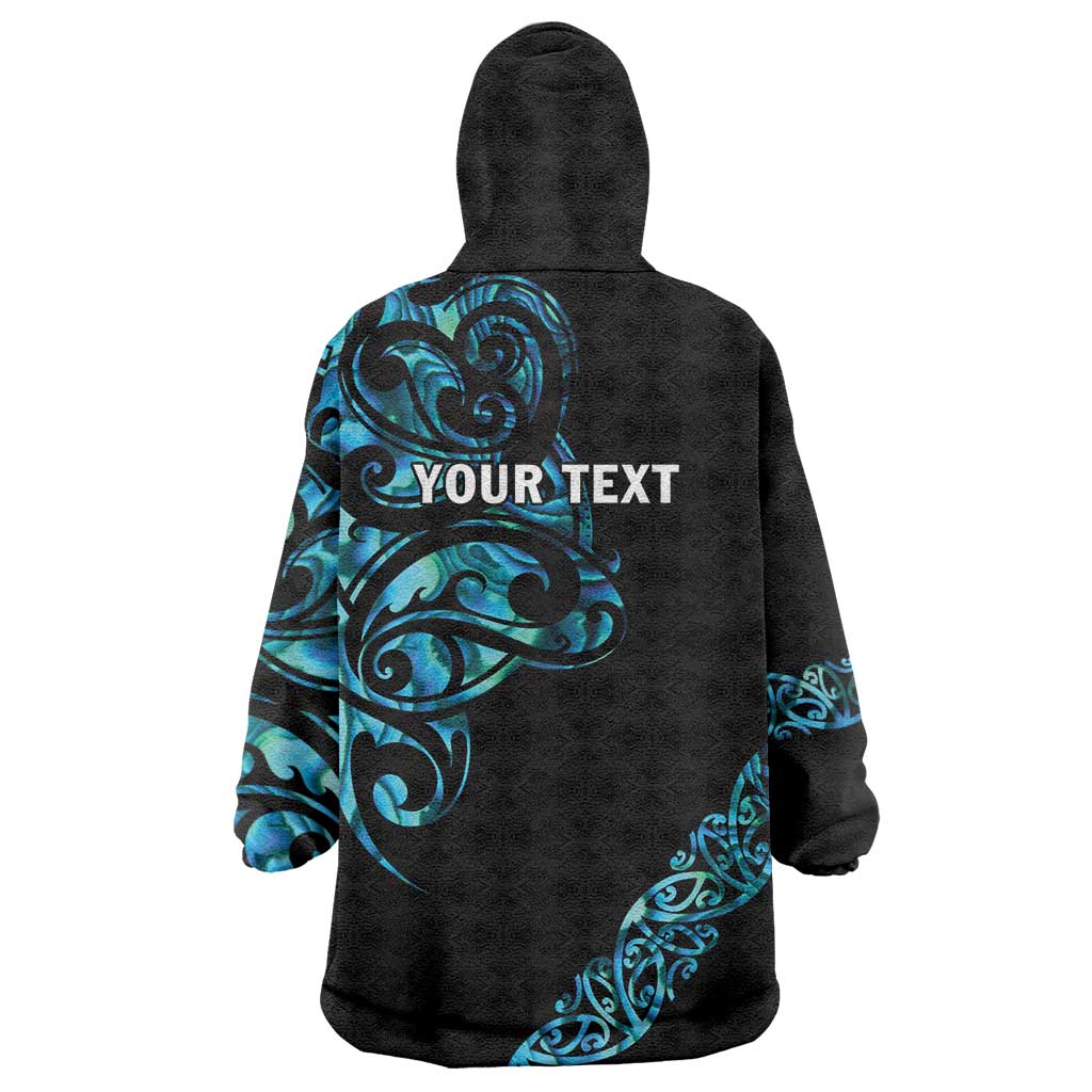 All Black Maori Tribal Tattoo Personalised Wearable Blanket Hoodie Polynesian Style