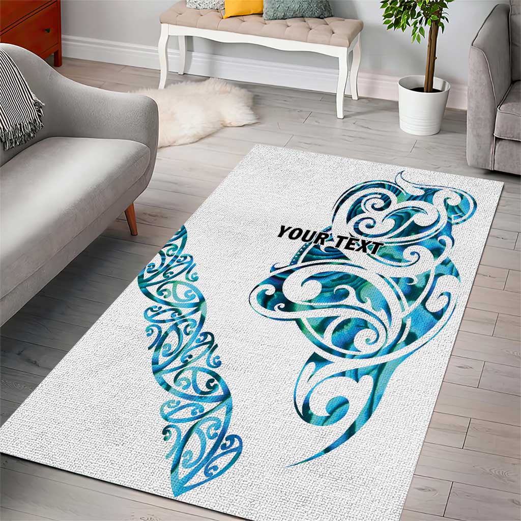 All White Maori Tribal Tattoo Personalised Area Rug Polynesian Style