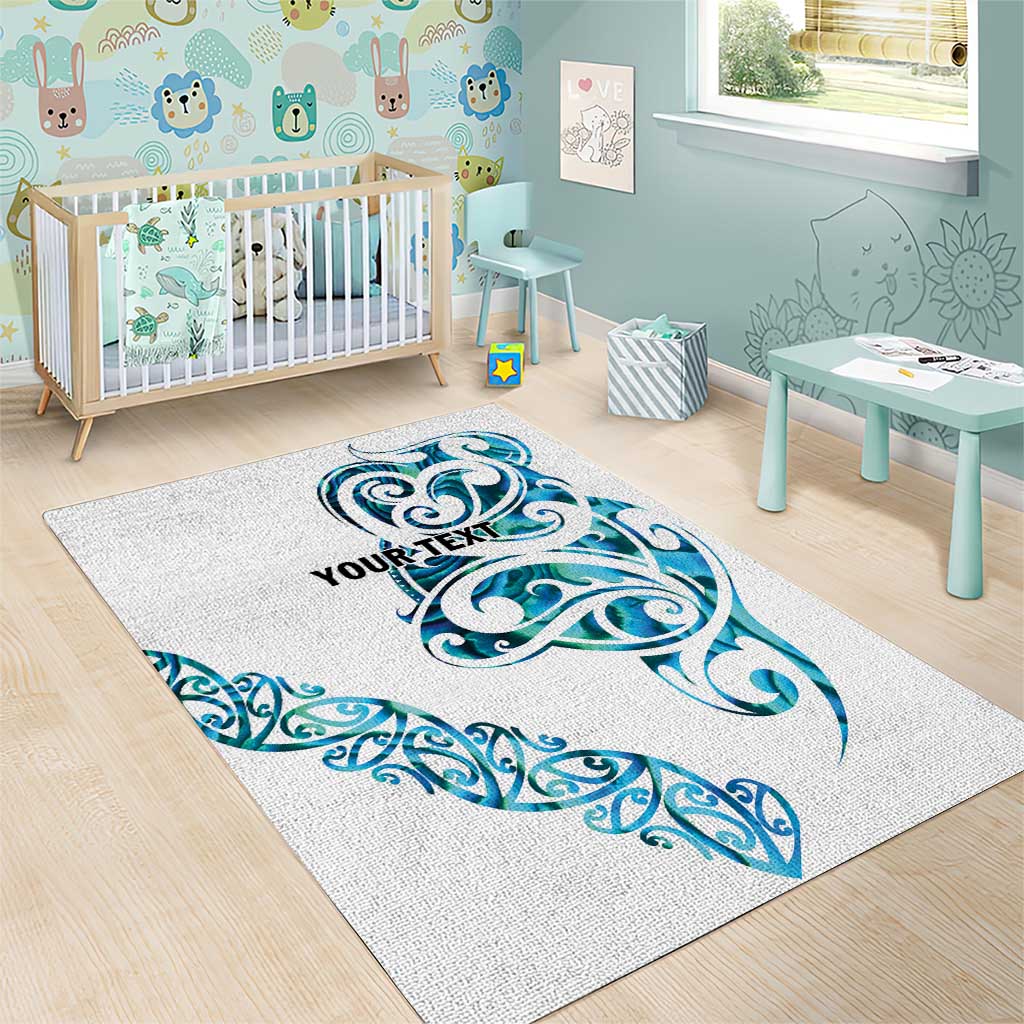 All White Maori Tribal Tattoo Personalised Area Rug Polynesian Style