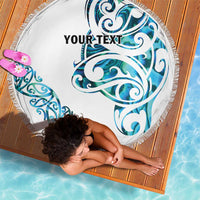 All White Maori Tribal Tattoo Personalised Beach Blanket Polynesian Style