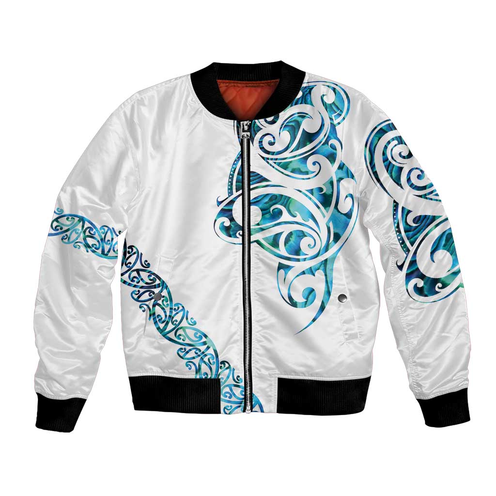 All White Maori Tribal Tattoo Personalised Bomber Jacket Polynesian Style