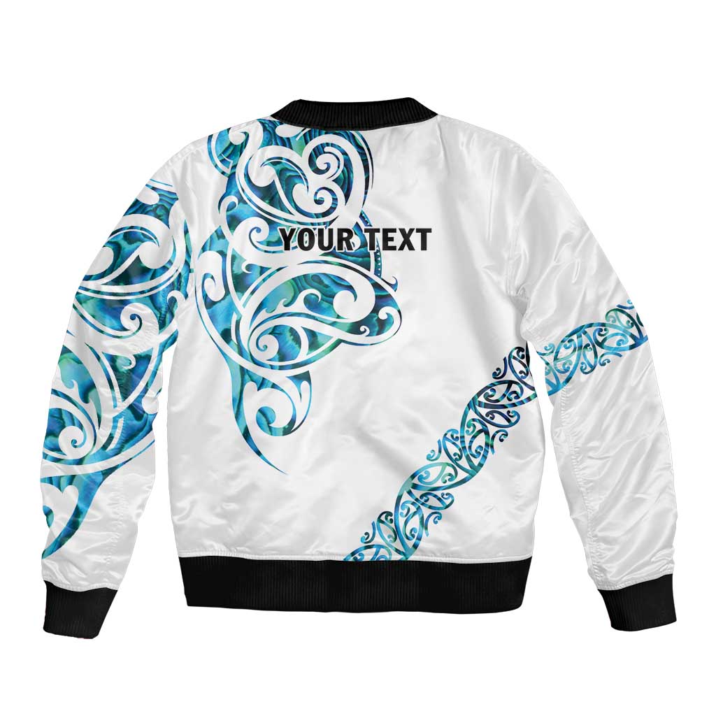 All White Maori Tribal Tattoo Personalised Bomber Jacket Polynesian Style