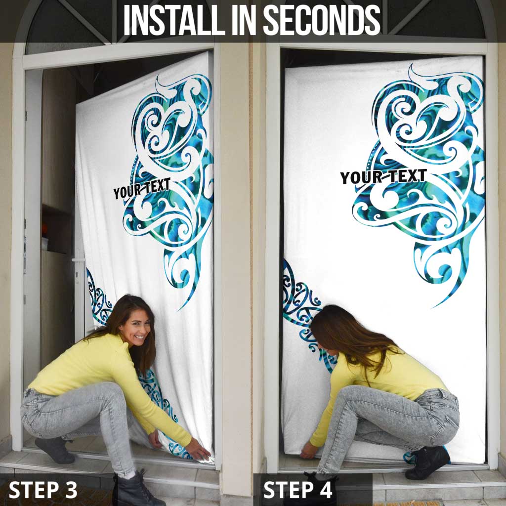 All White Maori Tribal Tattoo Personalised Door Cover Polynesian Style - Polynesian Pride