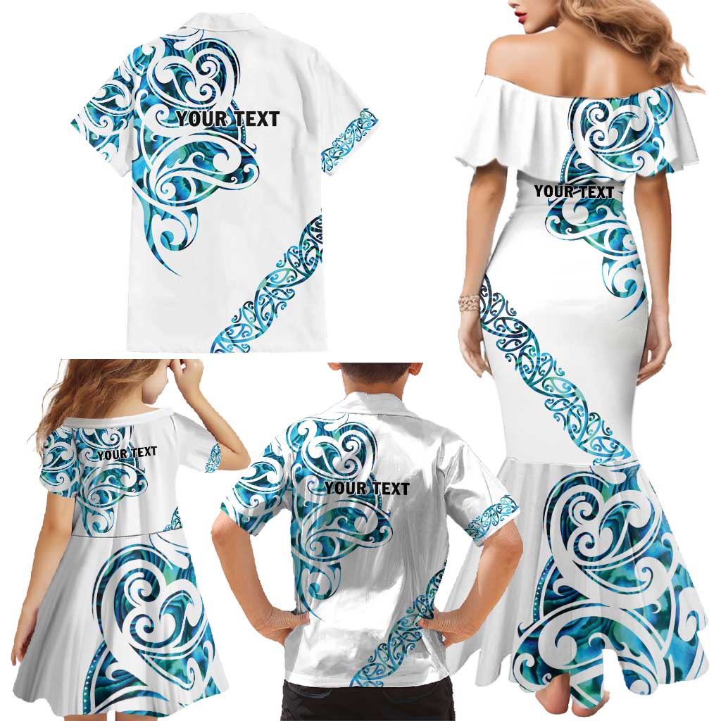 All White Maori Tribal Tattoo Personalised Family Matching Mermaid Dress and Hawaiian Shirt Polynesian Style