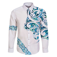 All White Maori Tribal Tattoo Personalised Family Matching Off Shoulder Short Dress and Hawaiian Shirt Polynesian Style