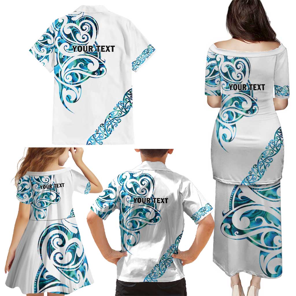 All White Maori Tribal Tattoo Personalised Family Matching Puletasi and Hawaiian Shirt Polynesian Style