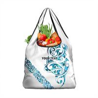 All White Maori Tribal Tattoo Personalised Grocery Bag Polynesian Style