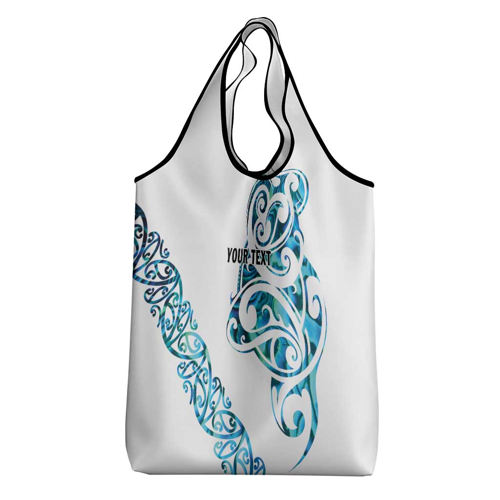 All White Maori Tribal Tattoo Personalised Grocery Bag Polynesian Style