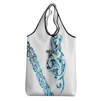 All White Maori Tribal Tattoo Personalised Grocery Bag Polynesian Style