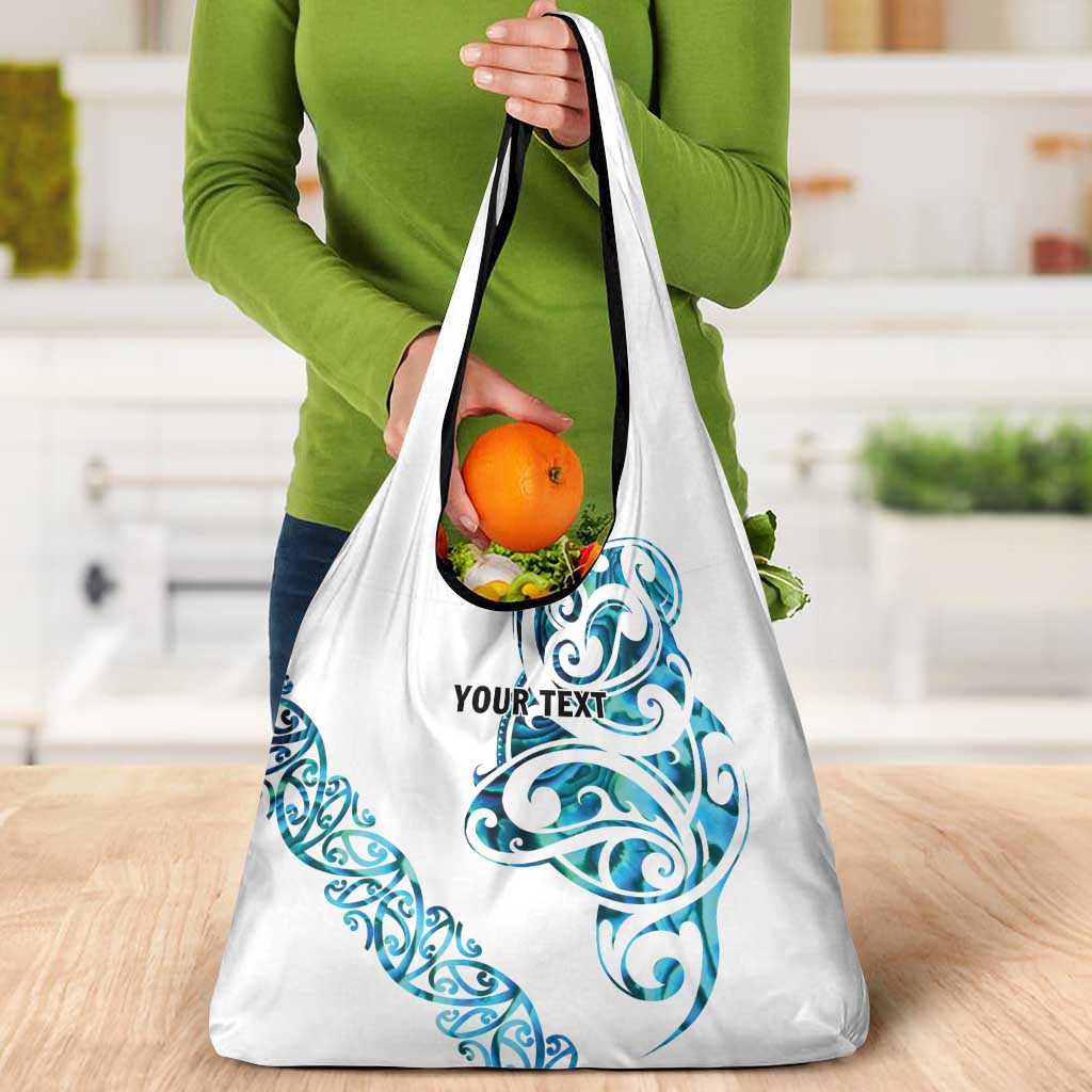 All White Maori Tribal Tattoo Personalised Grocery Bag Polynesian Style