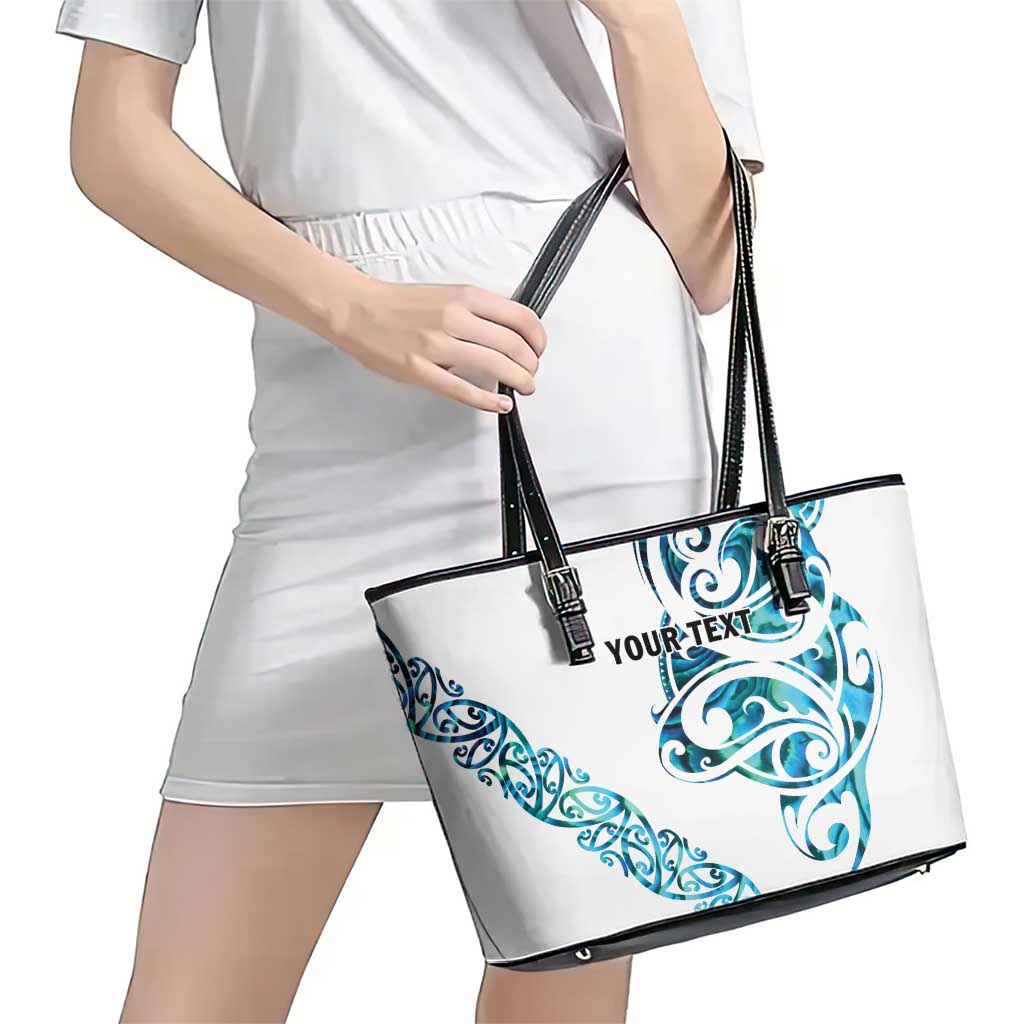 All White Maori Tribal Tattoo Personalised Leather Tote Bag Polynesian Style