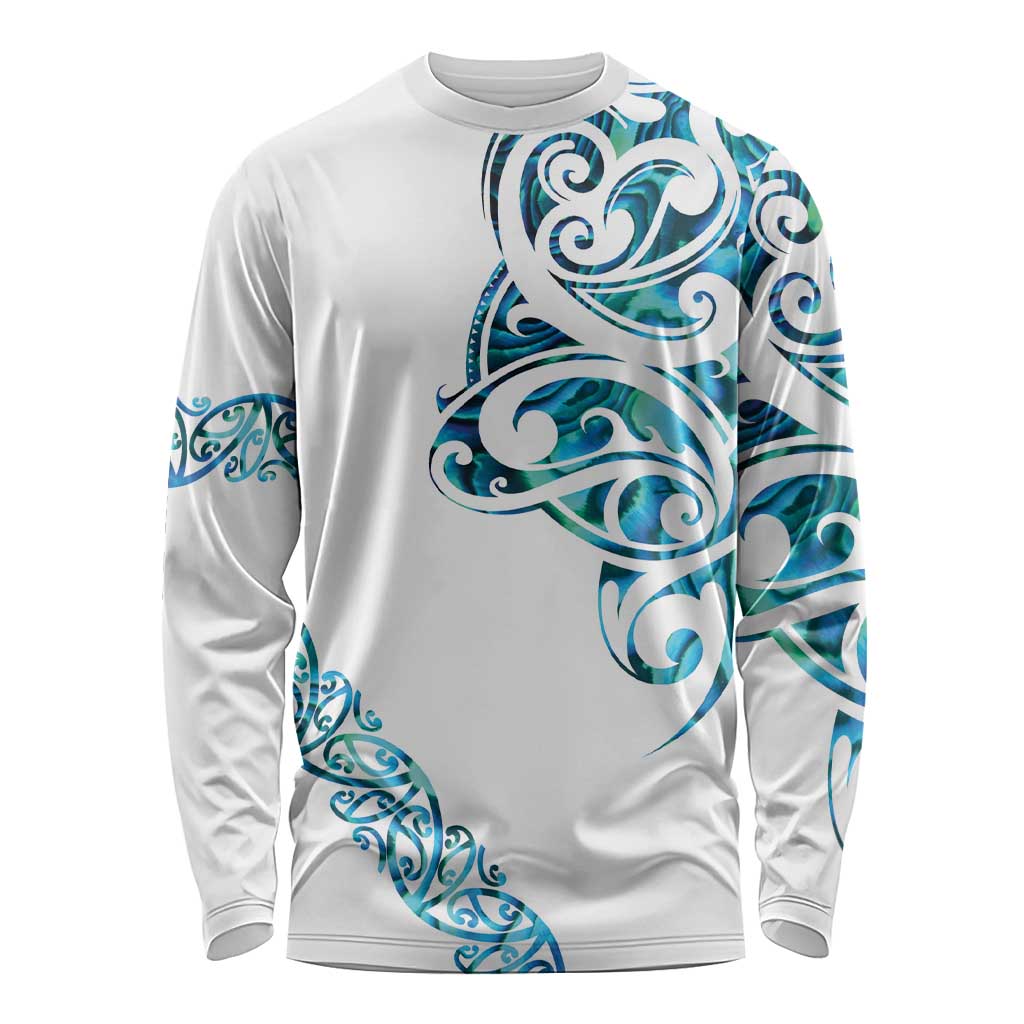 All White Maori Tribal Tattoo Personalised Long Sleeve Shirt Polynesian Style