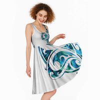 All White Maori Tribal Tattoo Personalised Midi Dress Polynesian Style - Polynesian Pride