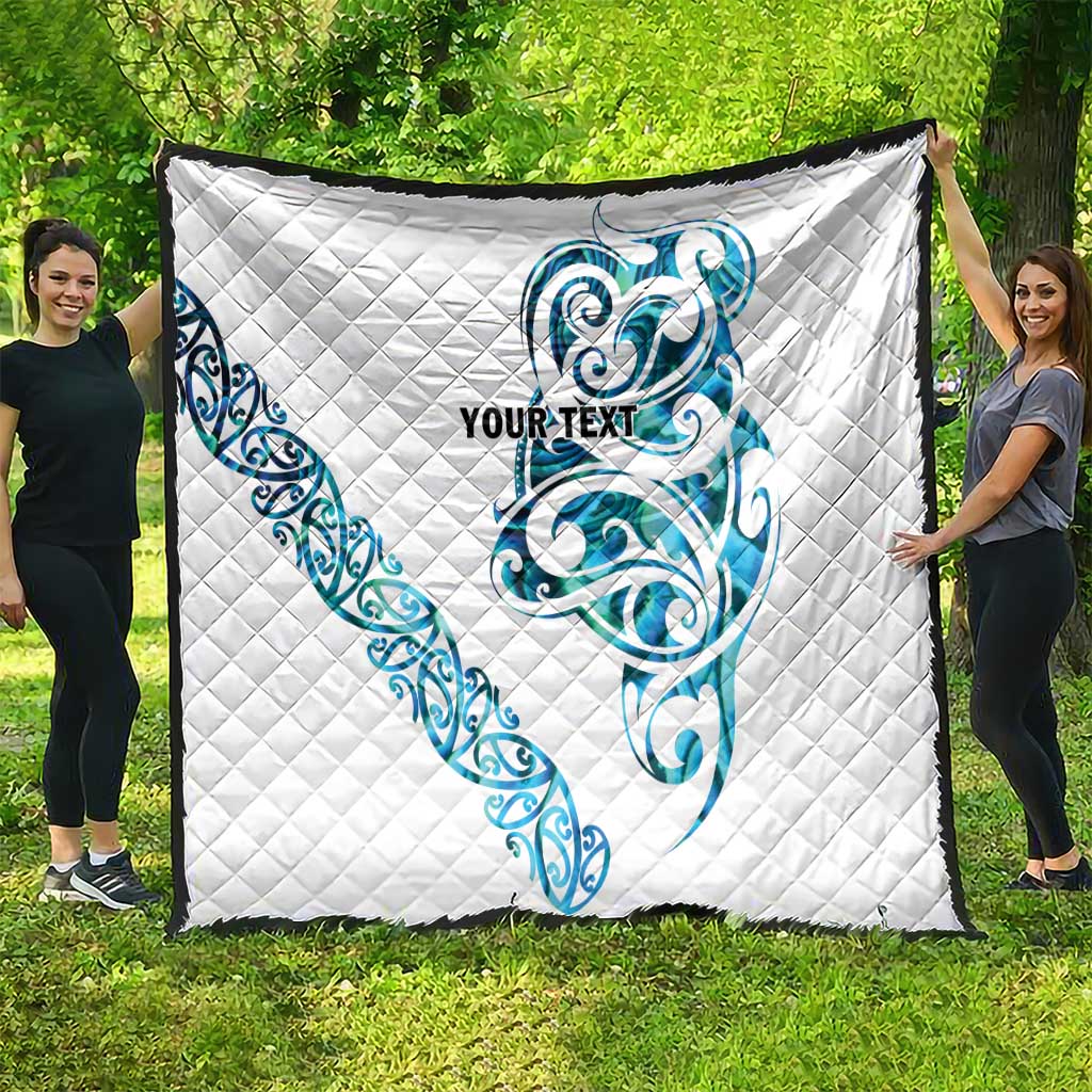 All White Maori Tribal Tattoo Personalised Quilt Polynesian Style