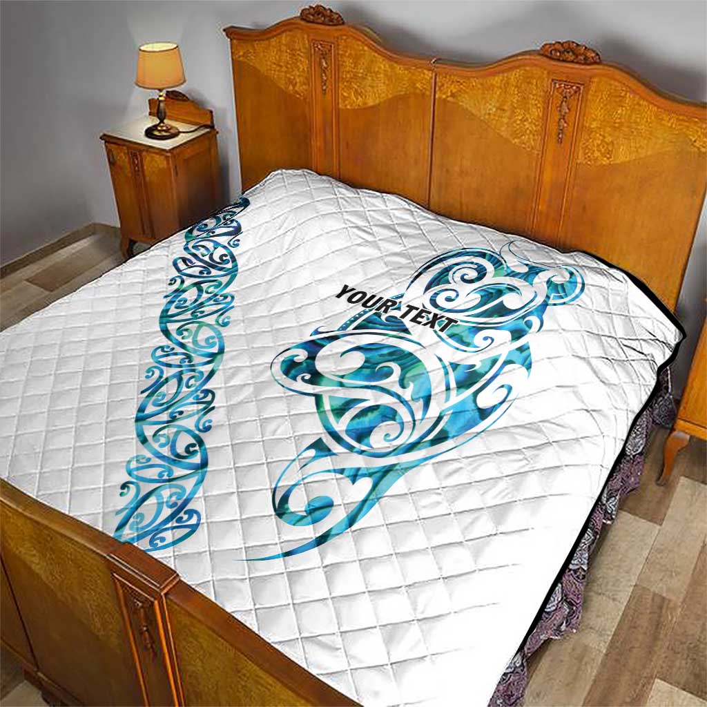 All White Maori Tribal Tattoo Personalised Quilt Polynesian Style