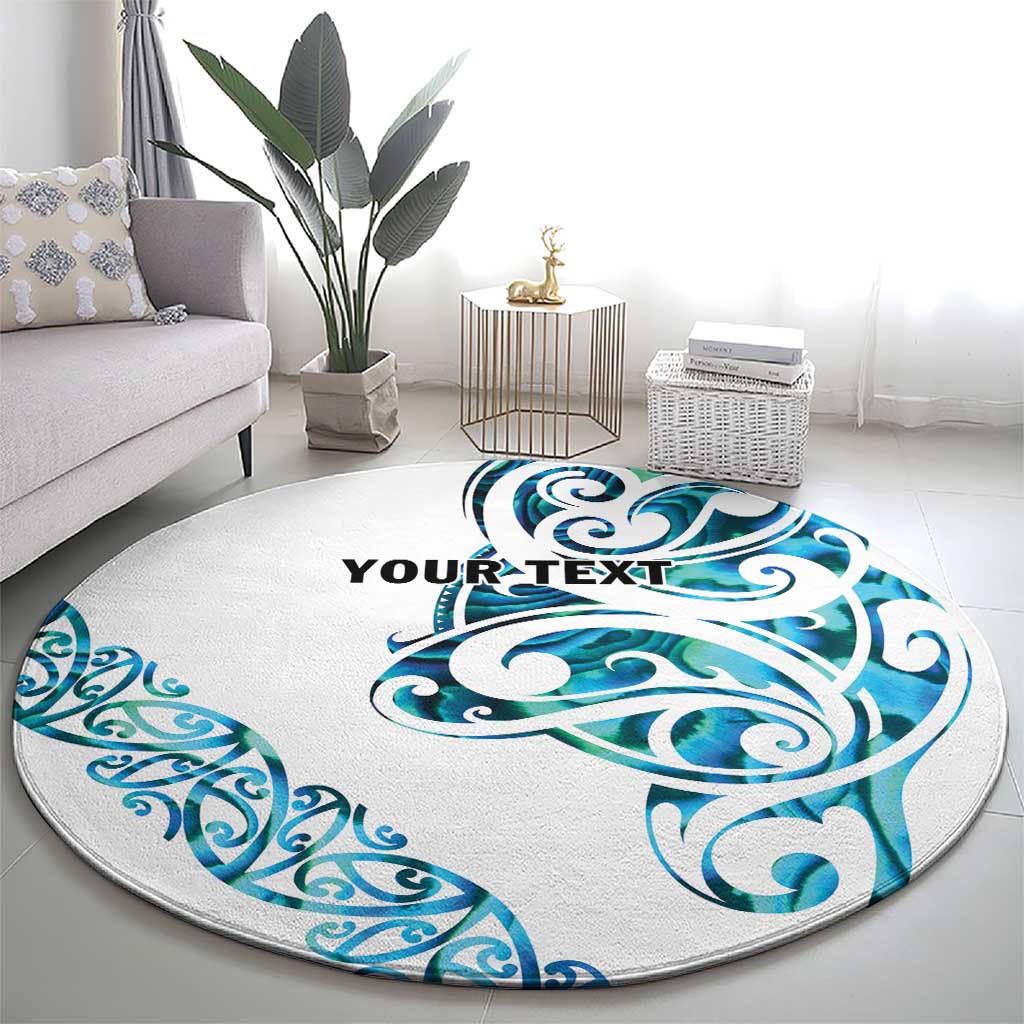 All White Maori Tribal Tattoo Personalised Round Carpet Polynesian Style