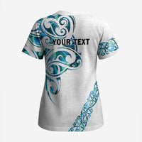 All White Maori Tribal Tattoo Personalised Scrub Top Polynesian Style - Polynesian Pride