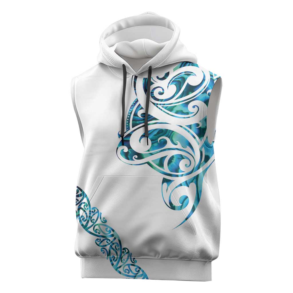 All White Maori Tribal Tattoo Personalised Sleeveless Hoodie Polynesian Style - Polynesian Pride