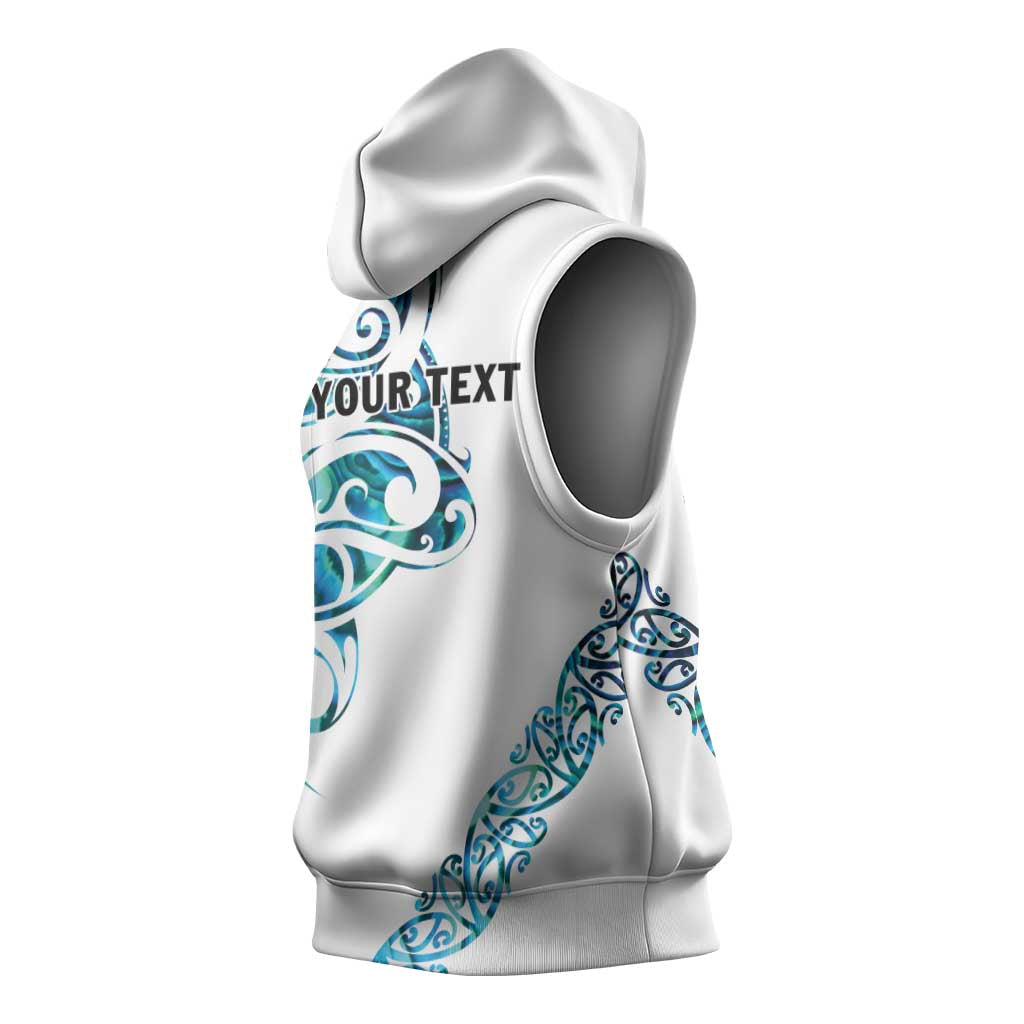 All White Maori Tribal Tattoo Personalised Sleeveless Hoodie Polynesian Style - Polynesian Pride