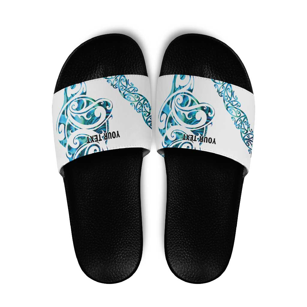 All White Maori Tribal Tattoo Personalised Slide Sandals Polynesian Style - Polynesian Pride