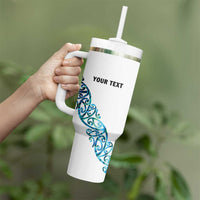 All White Maori Tribal Tattoo Personalised Tumbler With Handle Polynesian Style